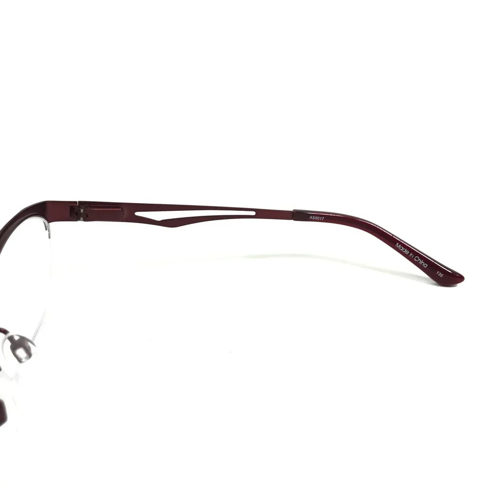 Alfred Sung Eyeglasses Frames AS5017 RBY CEN Grey Red Square Half Rim 51-18-135
